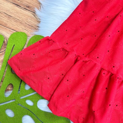 Vestido Midi em Lese Floral - Vermelho